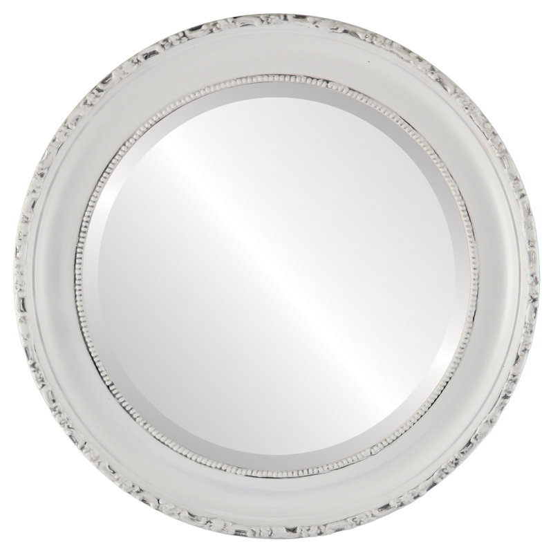 Miroir décoratif biseauté Reposa, 33 po x 33 po, Lin blanc