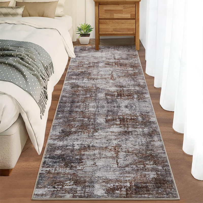 Area Rug Living Room Rugs Indoor Soft Fluffy Rug Abstract Carpet for Bedroom Kitchen Dining Room Floor Washable Plush Throw Large Accent Rug Home Office Nursery Decor Brown 2*6ft(61*183cm)