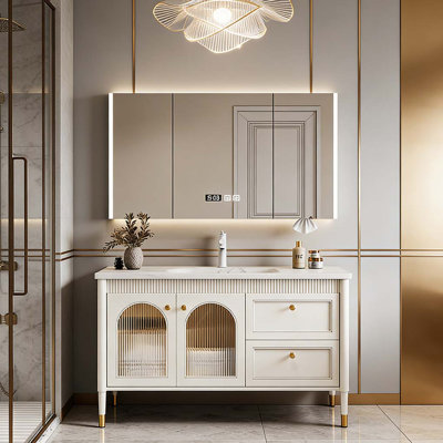 French-style cream bathroom vanity