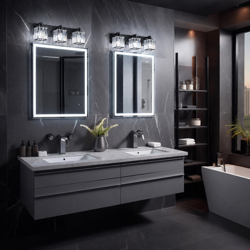 Meuble-lavabo 3 lumières 3 lumières, H 6 po x l 23 po x P 7 po, Trois lumières