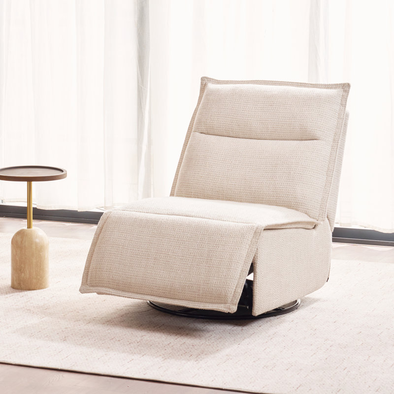 29.1" Wide Modern Linen Blend Armless Zero Gravity Swivel Power Recliner, Built-In USB & Type-C Ports
