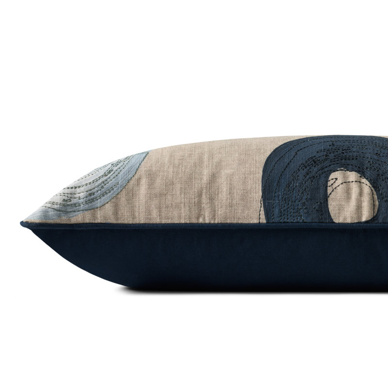 Brigette Romanek x Loloi Decorative Pillow, Blue Geometric, Rectangle 12"H x 27"W, Polyester