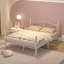 Structure de lit plateforme moderne en métal blanc pleine grandeur avec tête et pied de lit, rangement sous le lit de 12,6 po, aucun sommier tapissier requis-1028480336-969758262