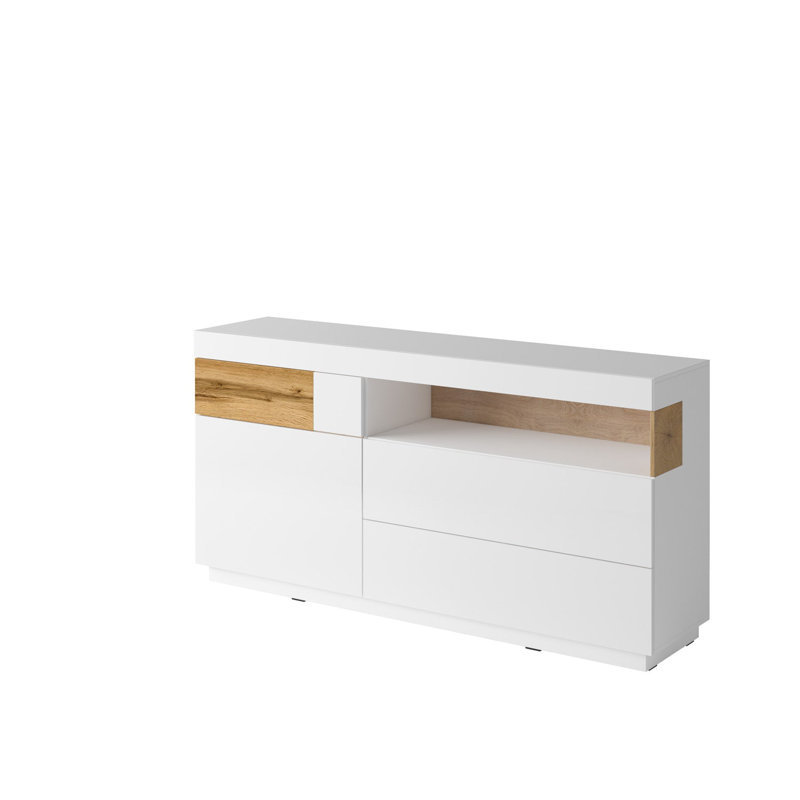 Aydee 169cm Sideboard, White Gloss/Wotan