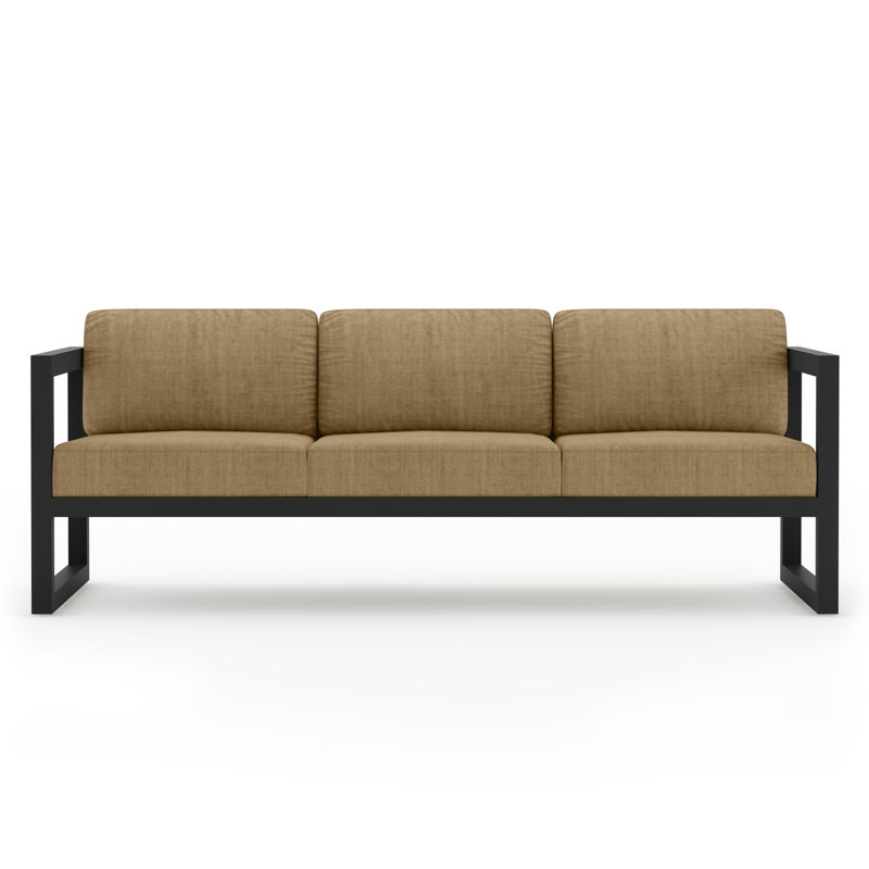 Avion Patio Sofa with Sunbrella Cushions, Canvas Charcoal Sunbrella® Canvas, Black