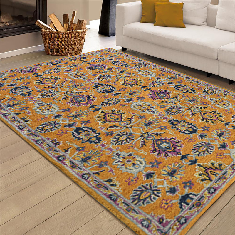 Shidler Hand-Tufted Bohemian All-Natural Wool Area Rug, Rectangle 7'6" x 9'6"