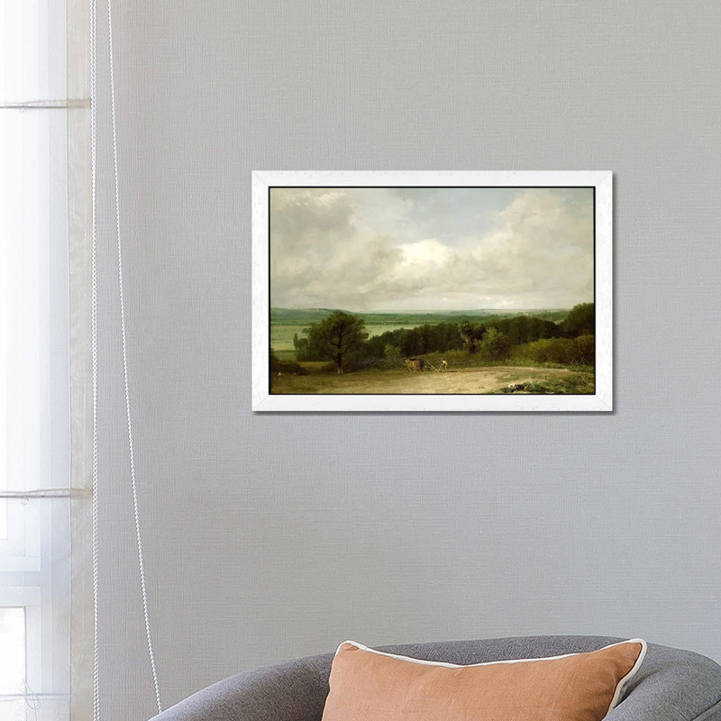 Wooded Landscape With A Ploughman by John Constable - Print on Canvas, White Framed, 66.04 cm H x 45.72 cm W