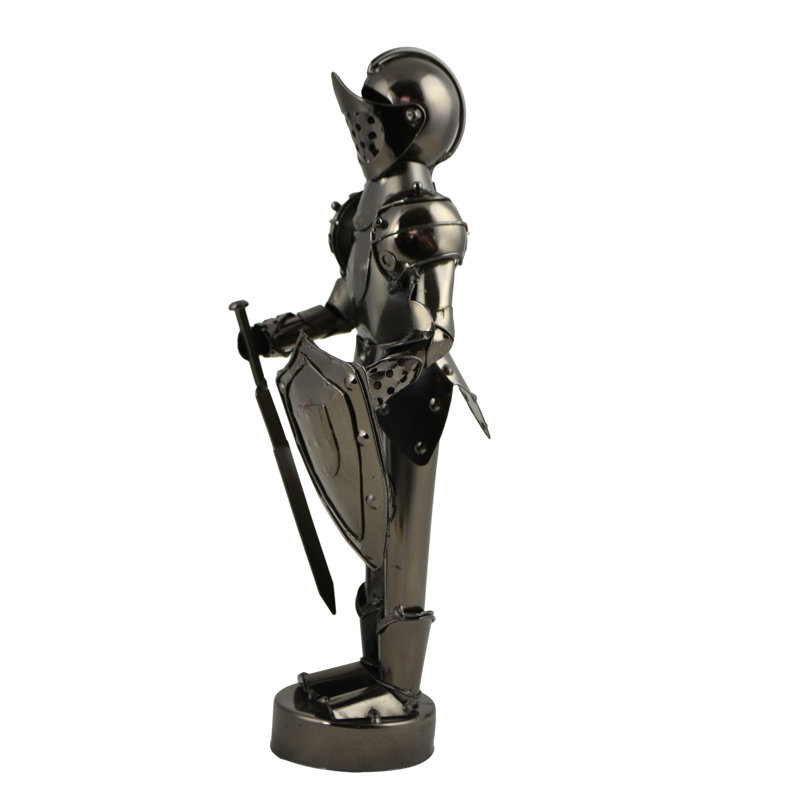 Statue chevalier en métal poli 11 po