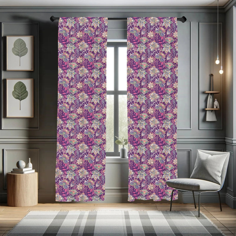 Floral Semi-Sheer Rod Pocket Curtain Panels, 28" x 84"