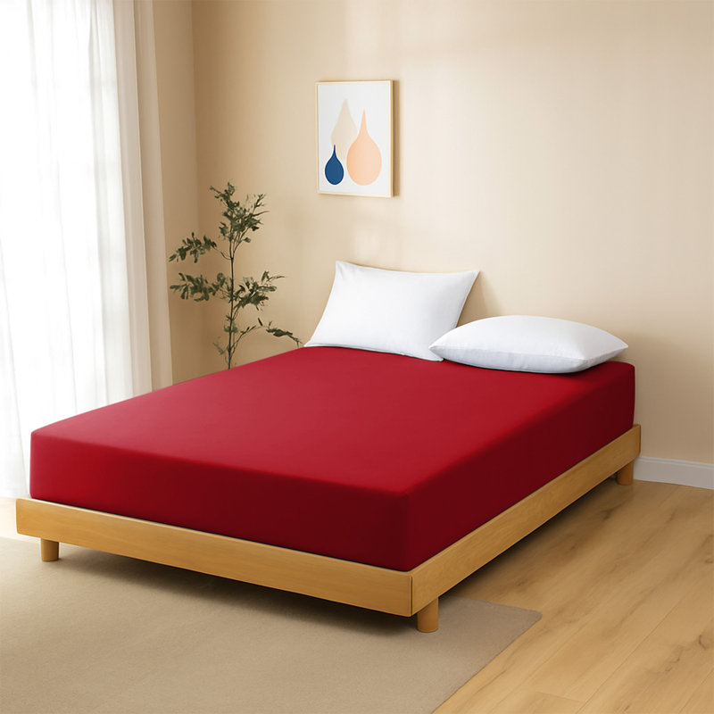 40 cm Soft Brushed Microfiber Extra Deep Fitted Sheet, Kingsize (5'), Red