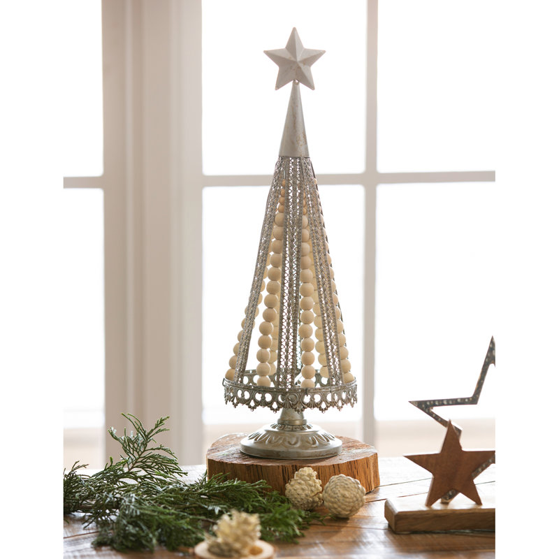 Décoration de table arbre en métal avec perles