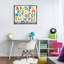 "Alphabet & Construction Camions", art mural sur toile flottante noire par Diane Labombarbe-2123757721-2123757725