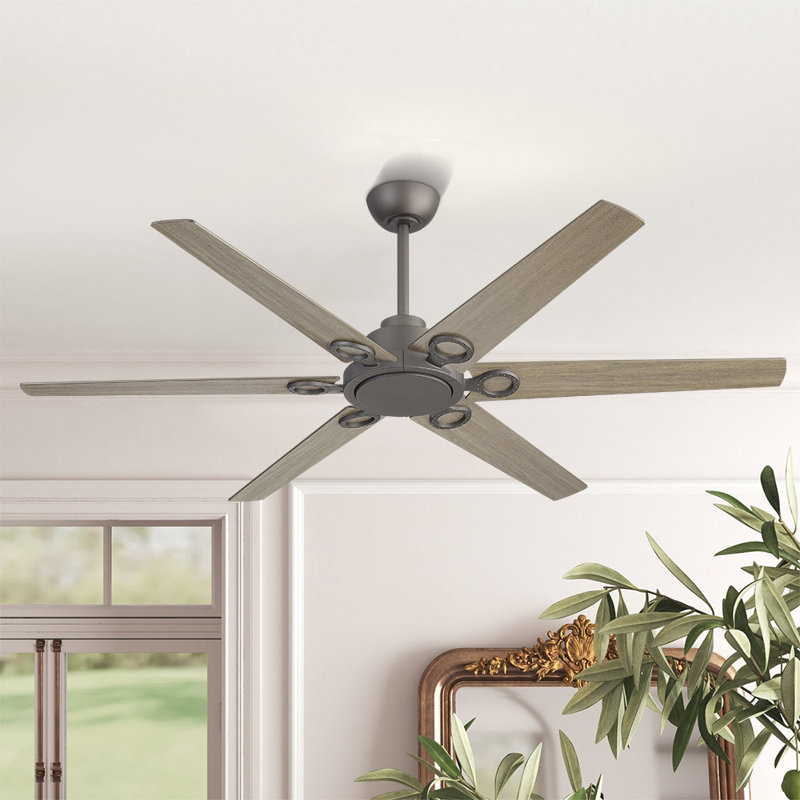 64 In 6 Blades Indoor Ceiling Fan Quiet DC Motor Reversible With Remote, Gray, Gray