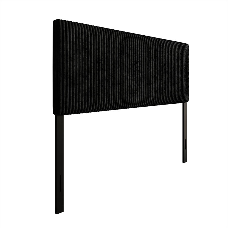 Romney Queen Upholstered Headboard, Black, Queen
