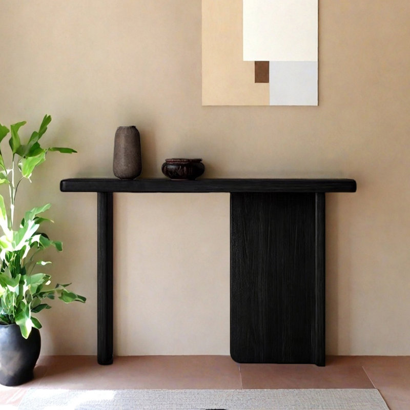 Console Mid-Century moderne en bois massif, H 31,5 po x l 47,2 po x P 13,8 po