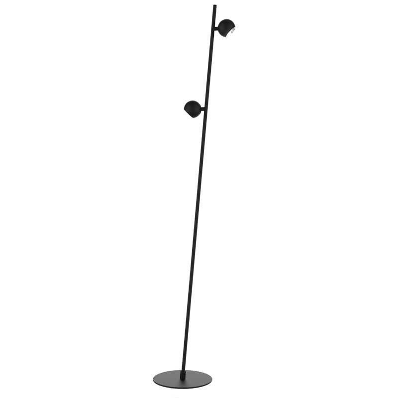Lampe sur pied 2 lumières Stevens Stevens, Noir satiné, Noir satiné
