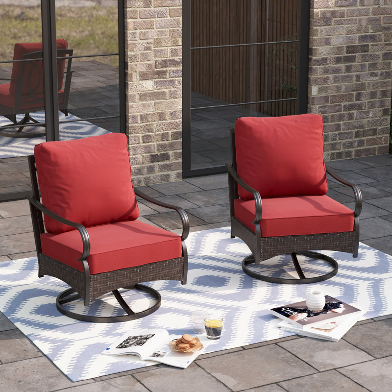Chaises longues pivotantes avec coussins (ensemble de 2), Rouge