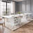 63" Rectangular Dining Table with Storage Cabinet and Acrylic Doors, White Faux Marble Finish-365516644-365516633-365516647
