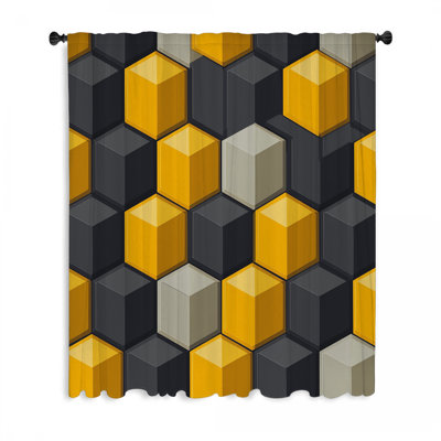 Rideaux, voilages géométriques et voilages Hexagons - 1 panneau