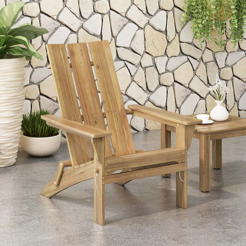 Outdoor Wood Adirondack Chair, Natural