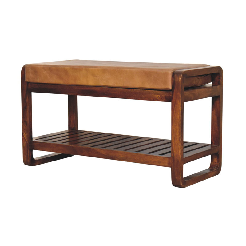 Banc de rangement rembourré en cuir Mellan