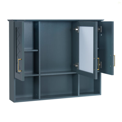 Armoire à pharmacie murale 35 po 2 en 1 avec tablettes réglables et portes à fermeture douce, miroir haute définition avec rangement pour meuble-lavabo de salle de bain