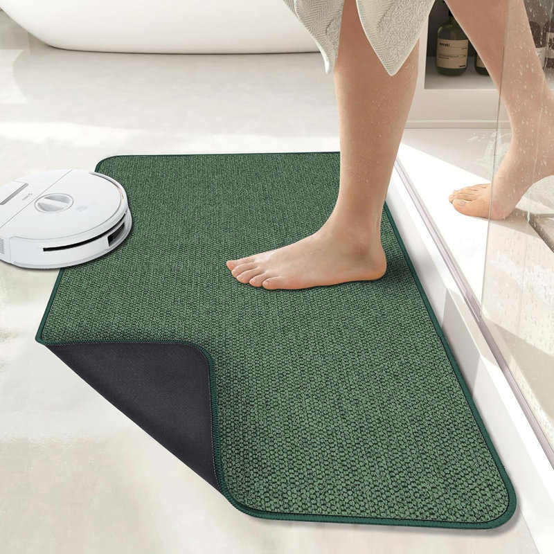 Tapis de bain ultra-mince antidérapant vert 24 po x 36 po