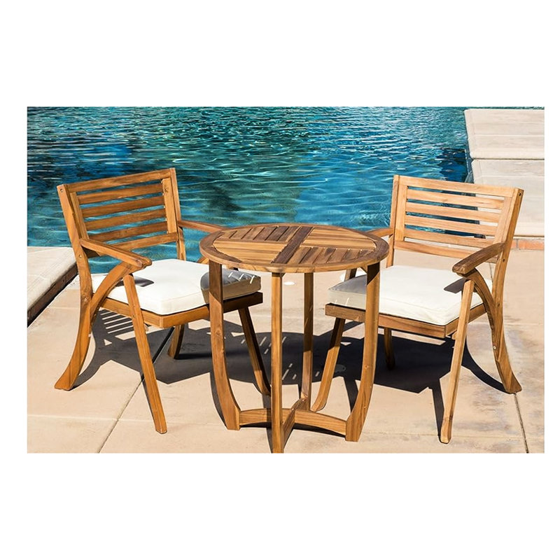 Mobilier de salle à manger d'extérieur en bois avec coussins imperméables - Style élégant et fonctionnel