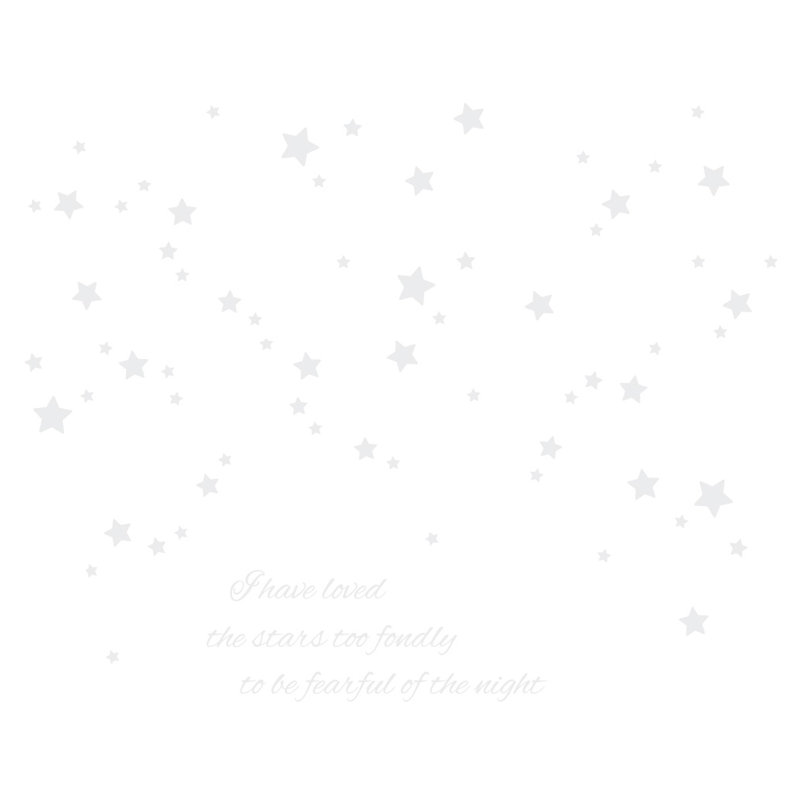 Adhésif décoratif "j’ai aimé les étoiles", H 48 po x l 60 po x P 0,01 po, Blanc