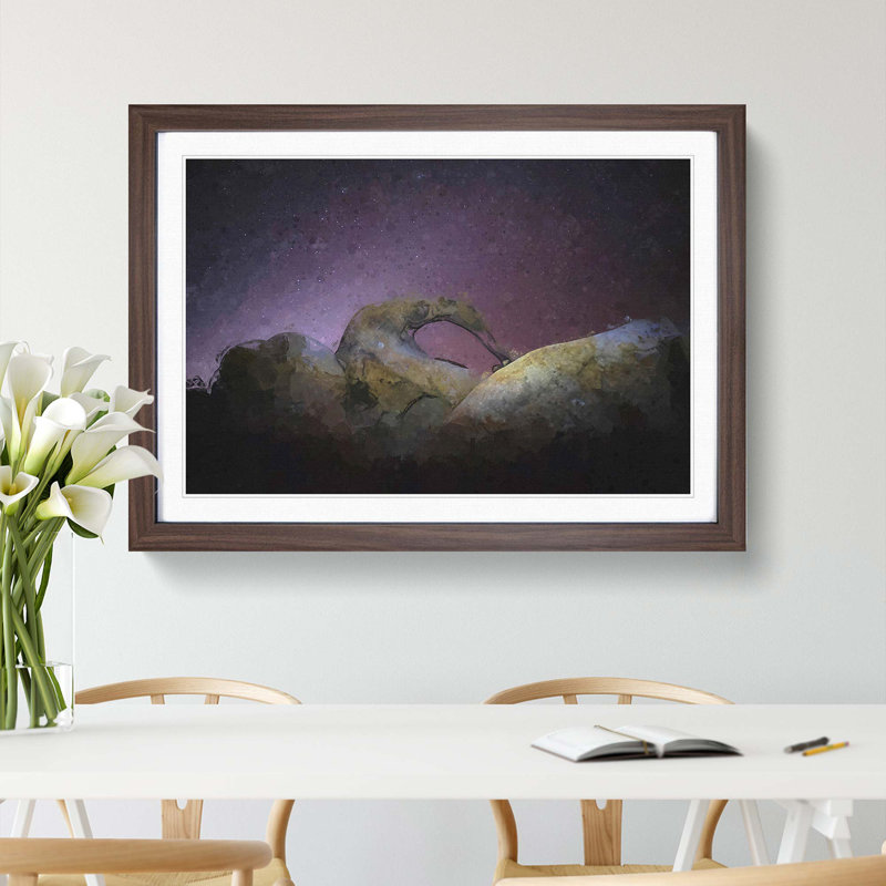 Stars over the Rock - Picture Frame Graphic Art Print, Walnut Framed, 27cm H x 36cm W x 2cm D