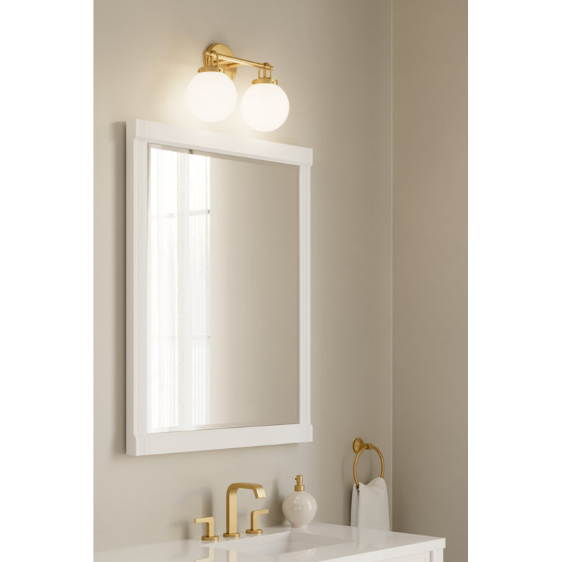 Meuble-lavabo 2 lumières 15 po Ortesa, Laiton, H 10,5 po x l 15 po x P 6,5 po, Deux lumières