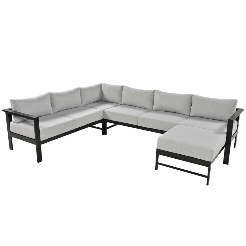 U-Shaped Multi-Person Outdoor Sofa Set, Gray