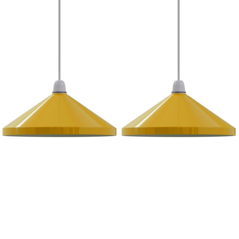 19cm H Metal Cone Lamp Shade ( Screw On ), Yellow