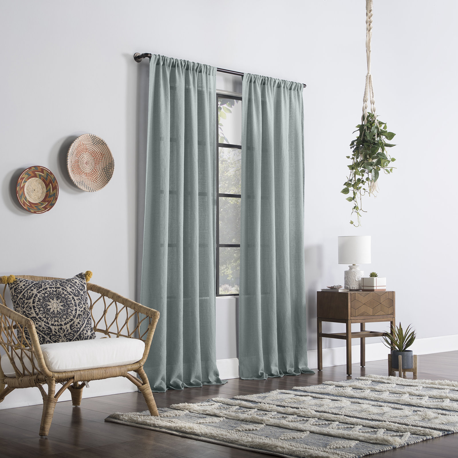 Sheer Single Curtain Panel, White, 52" W x 96" L