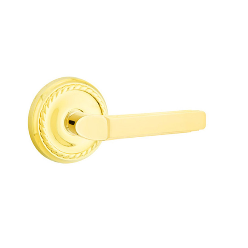 Levier de porte avec rosette Milano, Droite, Laiton poli