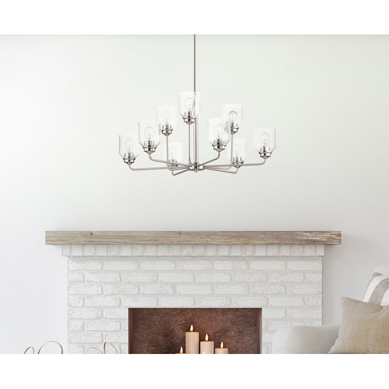 Nunez 9 - Light Dimmable Chandelier, Satin Nickel