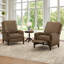 Fauteuil inclinable manuel en cuir véritable de 32,3 po de largeur avec main courante en bois massif Liauro (ensemble de 2)-769439678