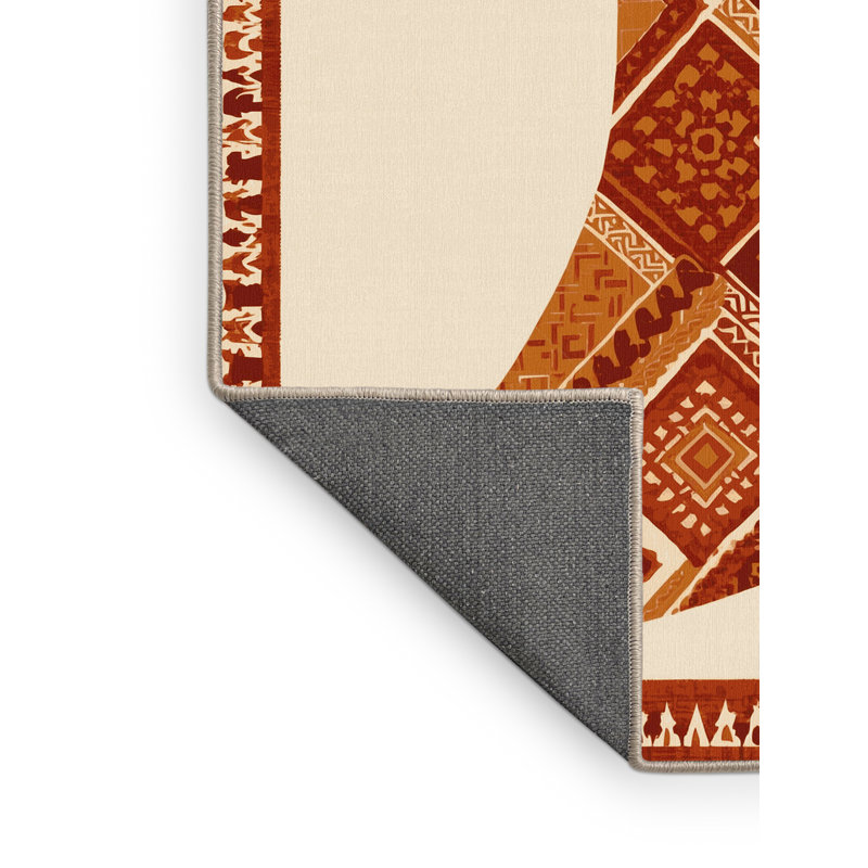 Soft Plush Lulsgate Global Inspired Geometric Area Rug in Beige – Beige Binding, 5x7