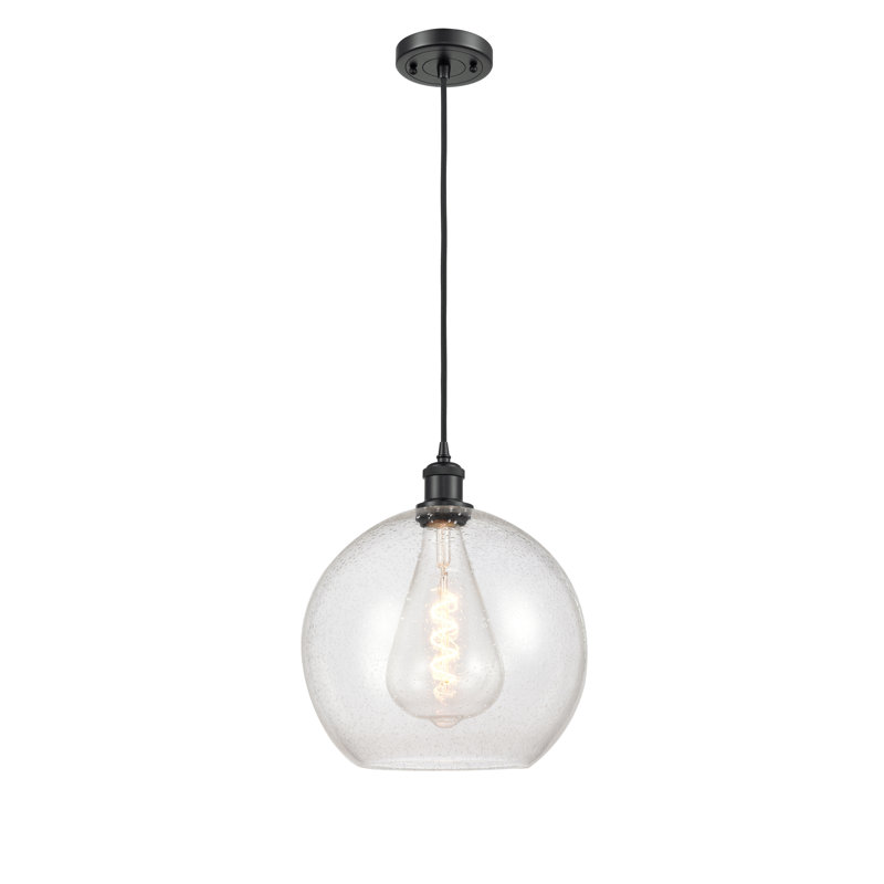 Luminaire suspendu sphérique 1 lumière Roxane, H 16,38 po x l 11,75 po x P 11,75 po, Ampoule non incluse, Noir mat
