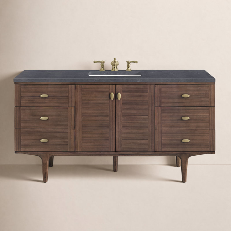 Aliza 60" Single Bathroom Vanity Set, Charcoal Soapstone, 8" Widespread