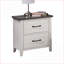 Table de chevet contemporaine en bois massif deux tiroirs deux tons blanc / gris