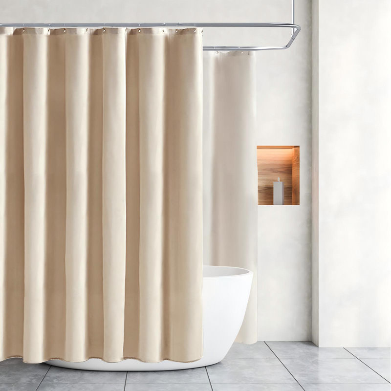 Rideau de douche robuste en lin texturé, 1 panneau (beige)