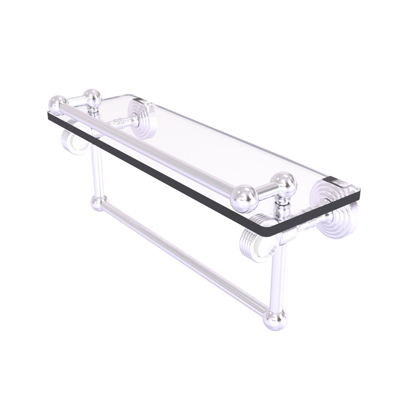 Support à tablette avec barre à serviettes Jarrell, Chrome satiné, H 5,5 po x l 16 po x P 6,8 po