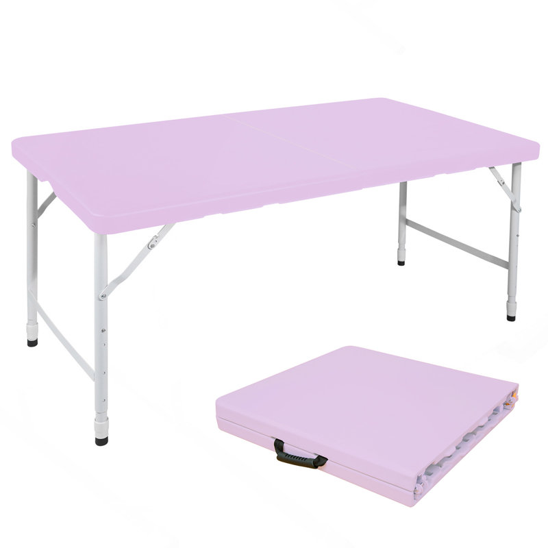 Table pliante portative 4 pi mauve pâle et pliable pour intérieur et extérieur 135 kg, Mauve clair