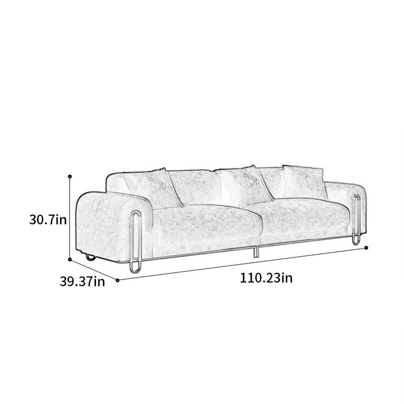 Canapé en métal style français Bauhaus, H 30,7 po x l 110,23 po x P 39,37 po