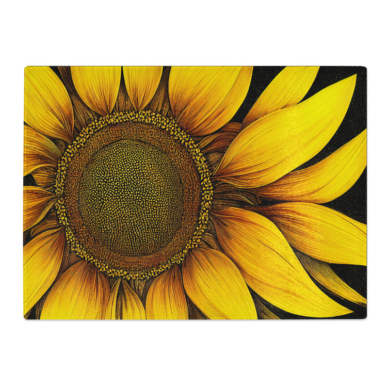 Endearing Sunflower  Glass Chopping Board