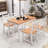 5-Piece Solid Pine Wood Dining Set (Table + 4 High-Back Chairs)