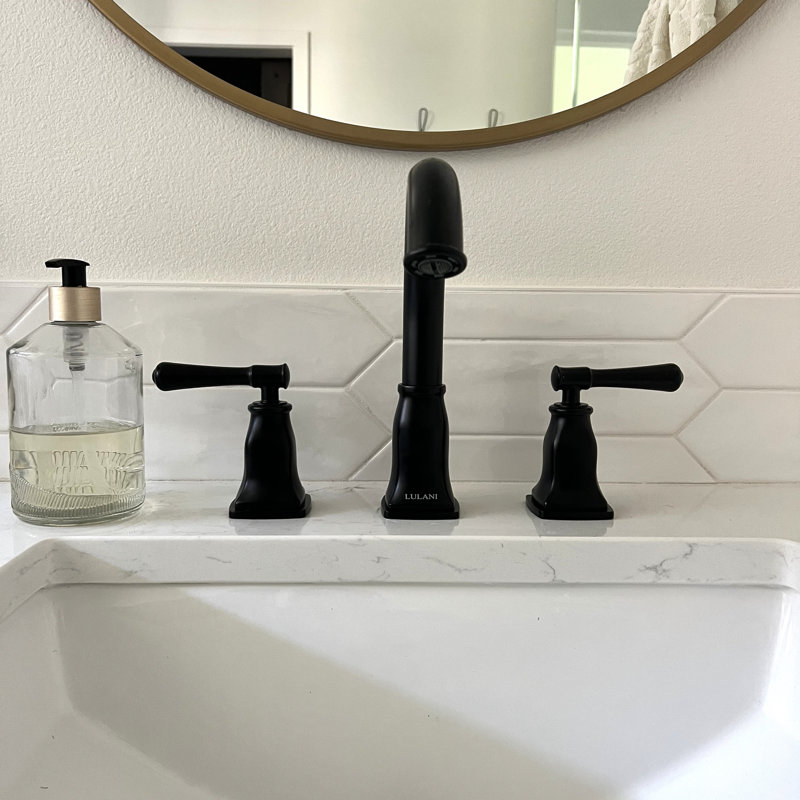 Lulani Aurora Widespread Bathroom Faucet with Drain Assembly, Matte Black