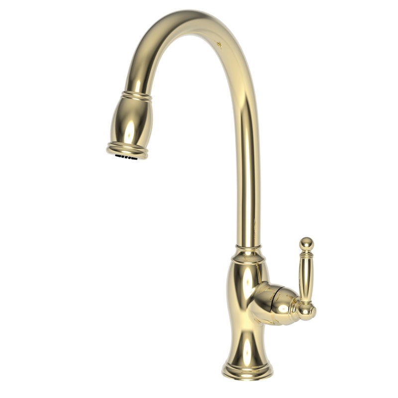 Nadya Single Handle Pull Down Kitchen Faucet, French Gold (PVD)