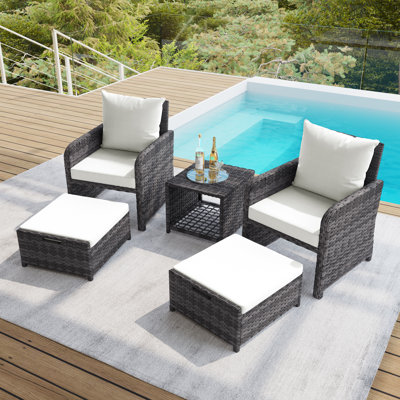 Ensemble de conversation pour terrasse 2 personnes avec coussins et repose-pieds Mapleview